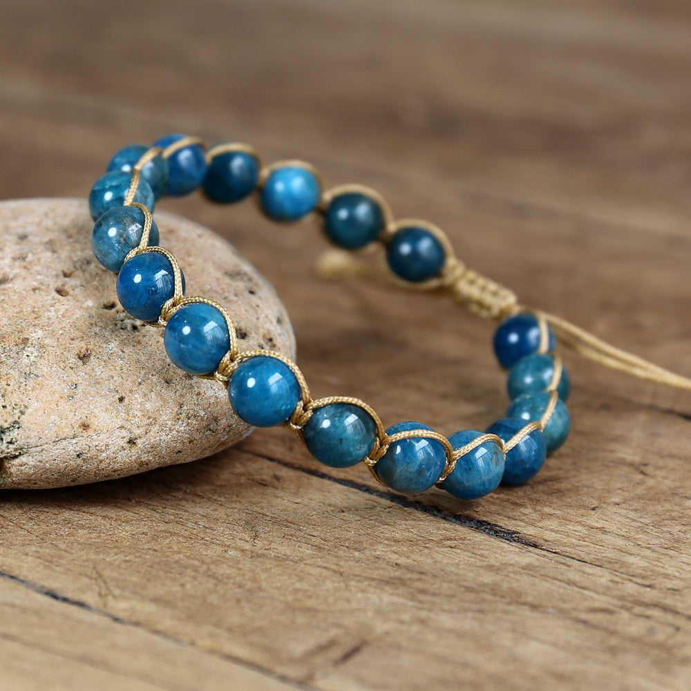 Hand Woven Blue Apatite Bracelet