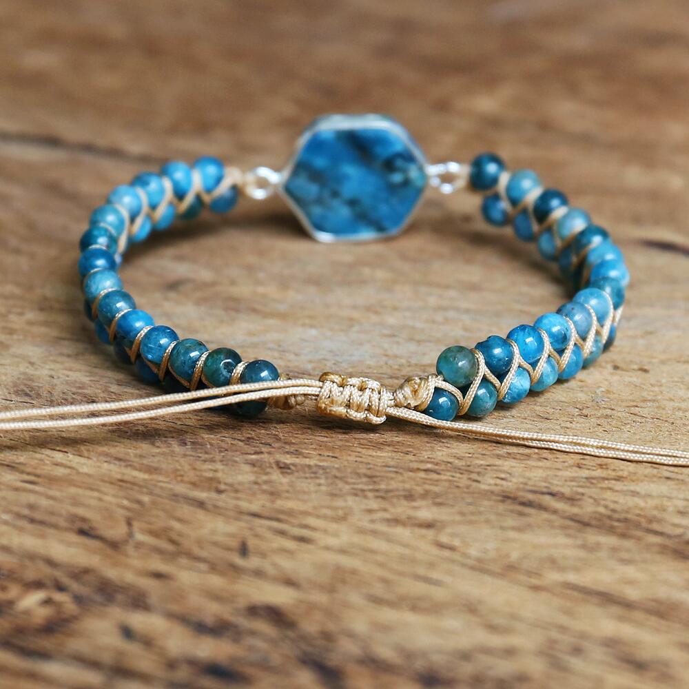 Hand Woven Blue Apatite Facet Bracelet