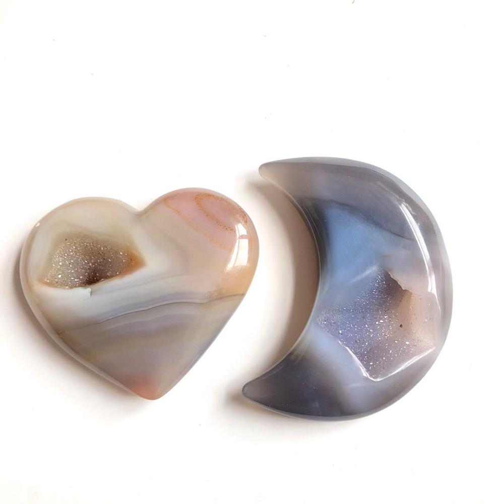 Gemmy Agate Geode Druzy Heart or Moon