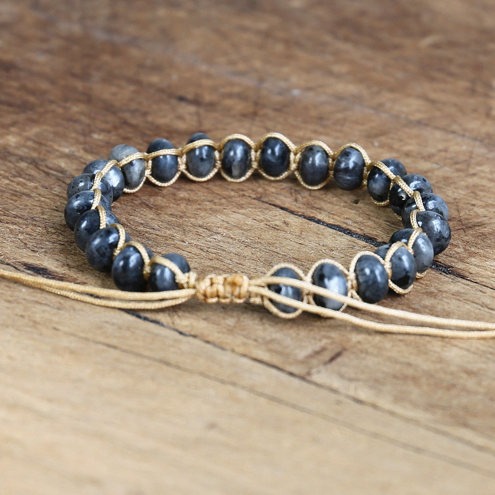 Hand Woven Larvikite Bracelet