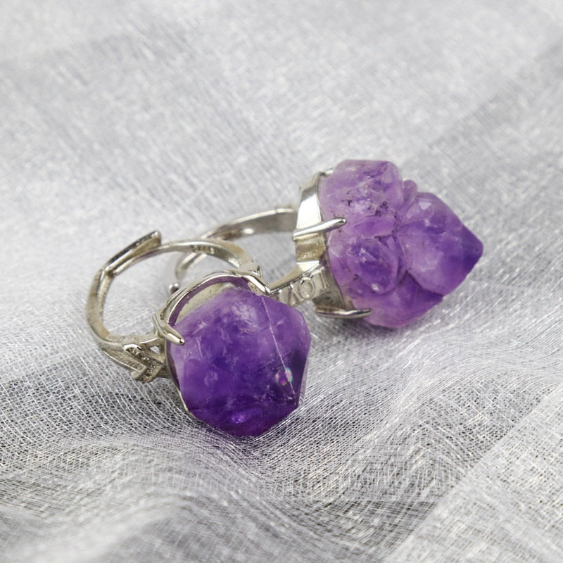 Raw Amethyst Baby Flower Cluster Ring