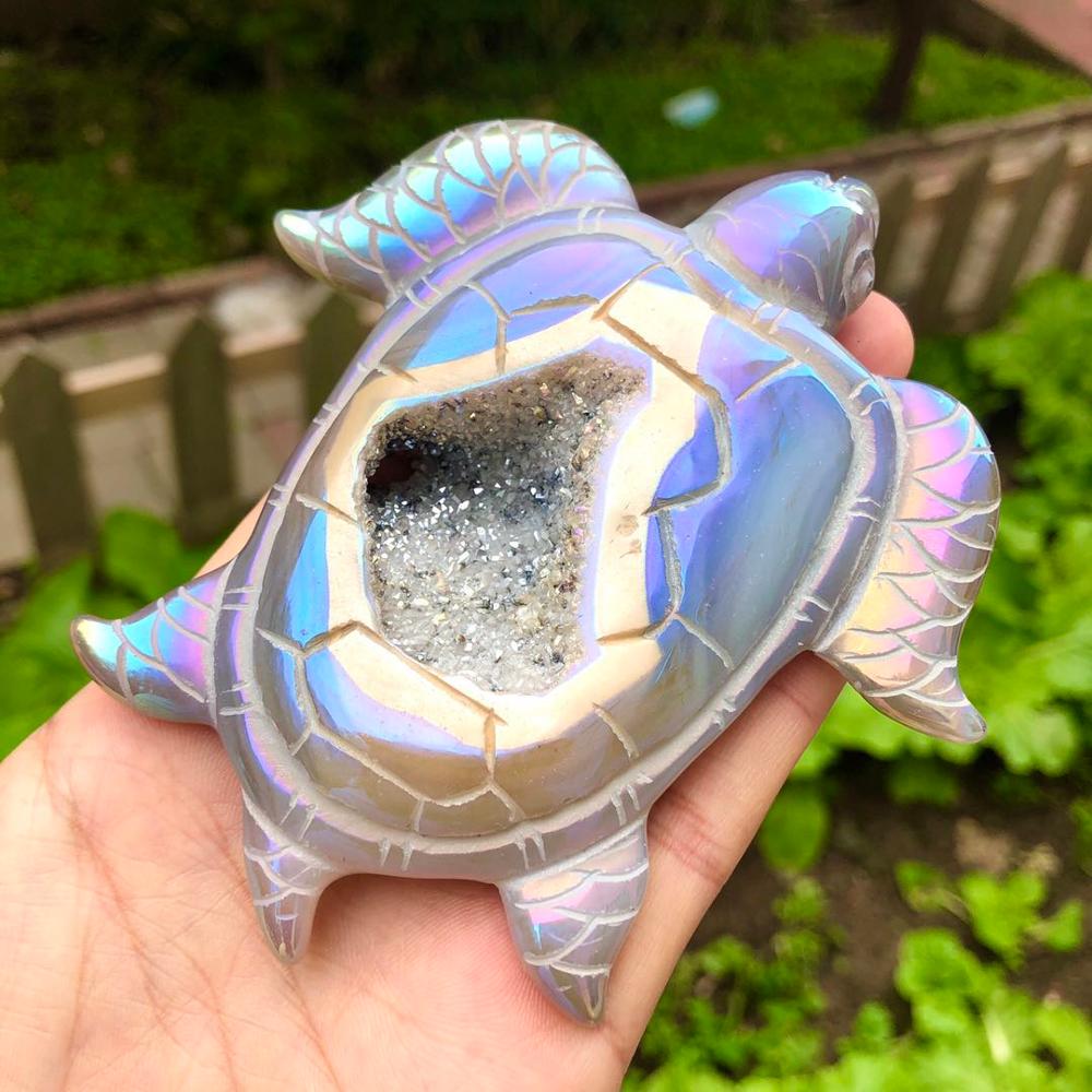 Hand Carved Agate Druzy Turtled Aura’d