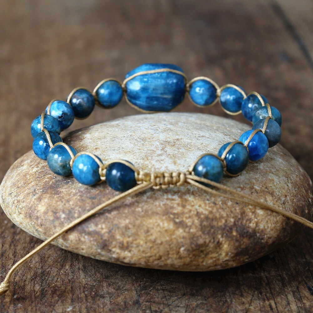 Hand Woven Blue Apatite Facet Bracelet