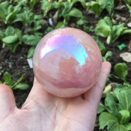 Aura Rose Quartz Spheres