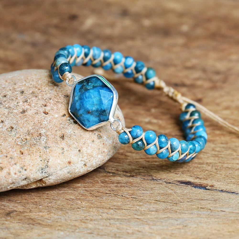 Hand Woven Blue Apatite Facet Bracelet