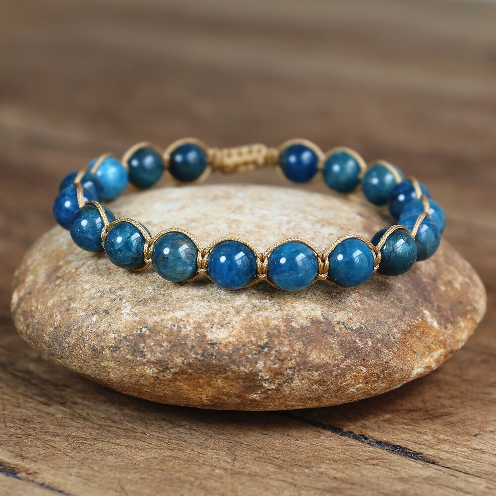 Hand Woven Blue Apatite Bracelet