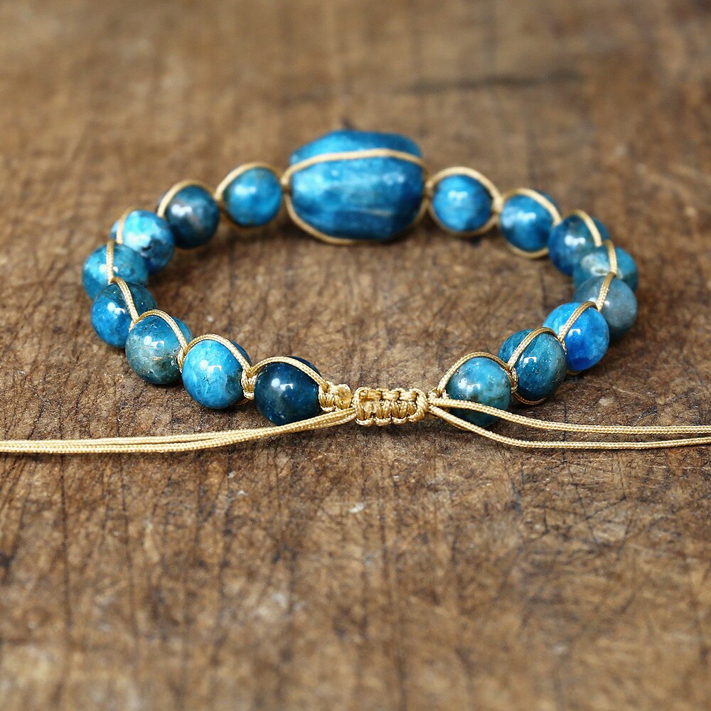 Hand Woven Blue Apatite Facet Bracelet