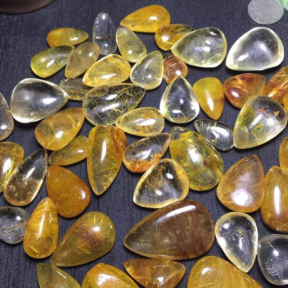 2 Golden Rutilated Quartz Drops