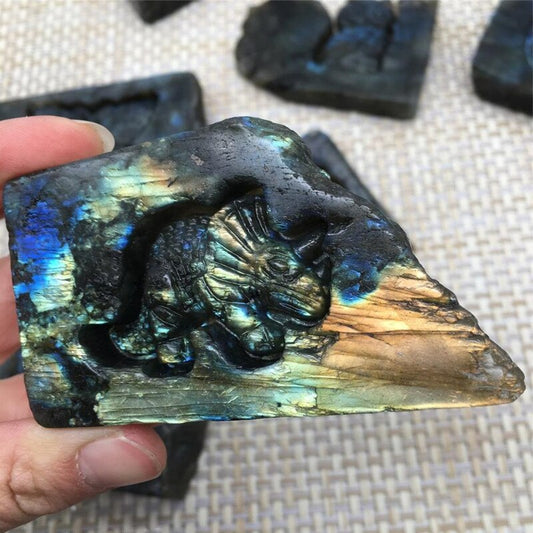 Owl/Dino Labradorite Block Carving