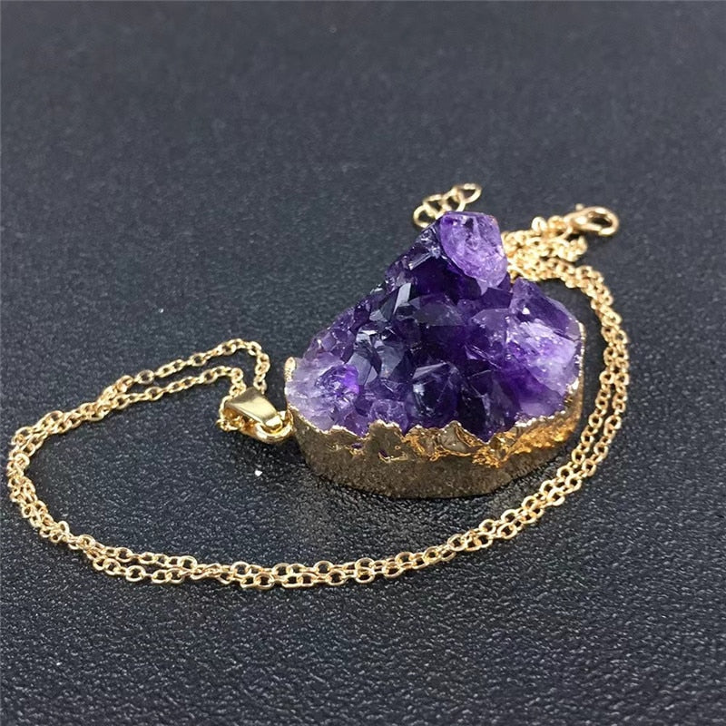 Deep Purple Amethyst Cluster Pendant