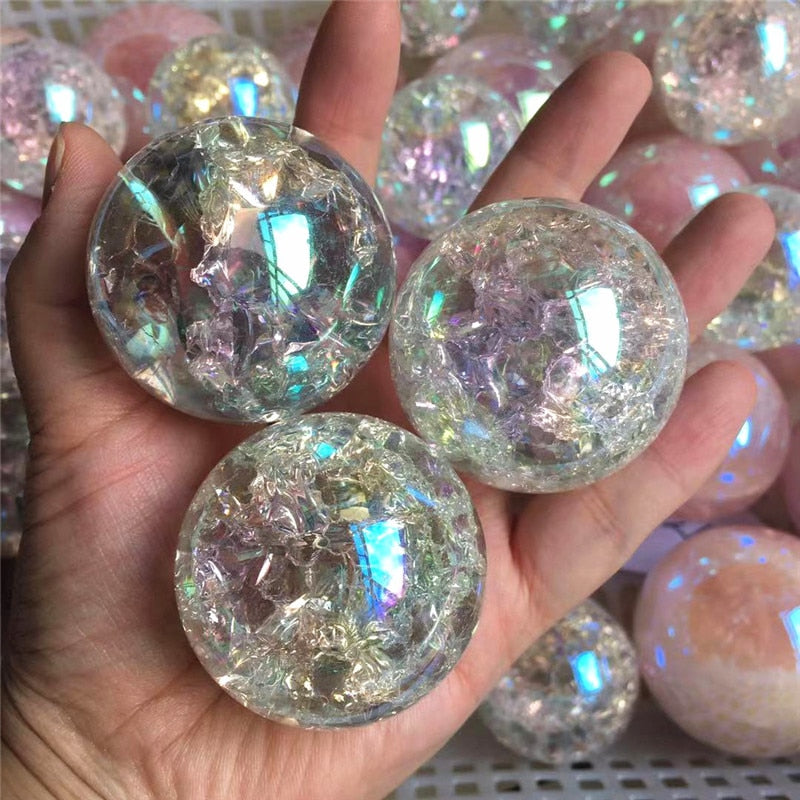 Aura Crackle Quartz Spheres