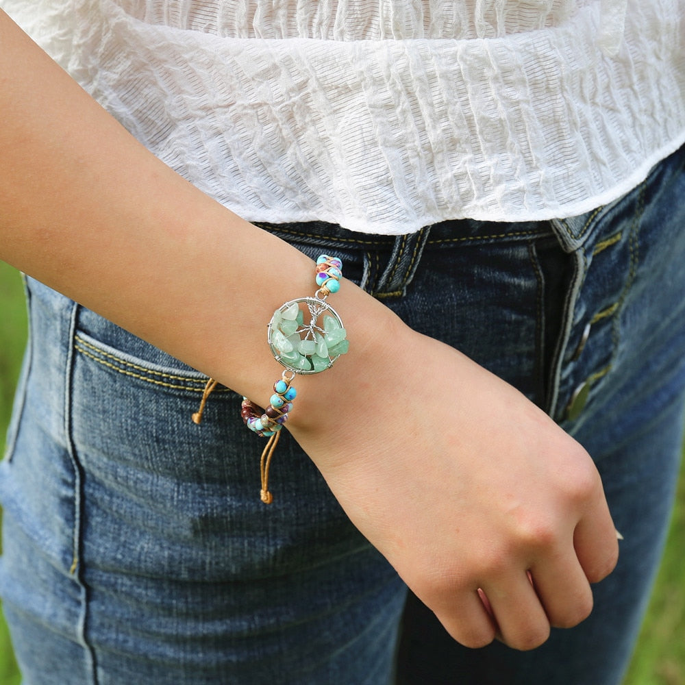 Hand Woven Aventurine Tree of Life Bracelet