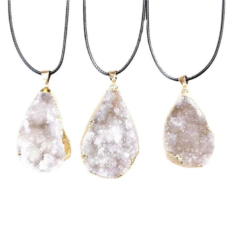 Agate Druzy Quartz Pendent