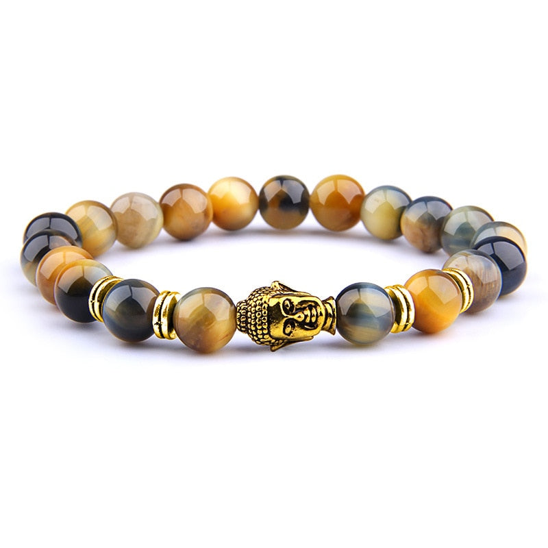 Mixed Tigers Eye Buddah Bracelet