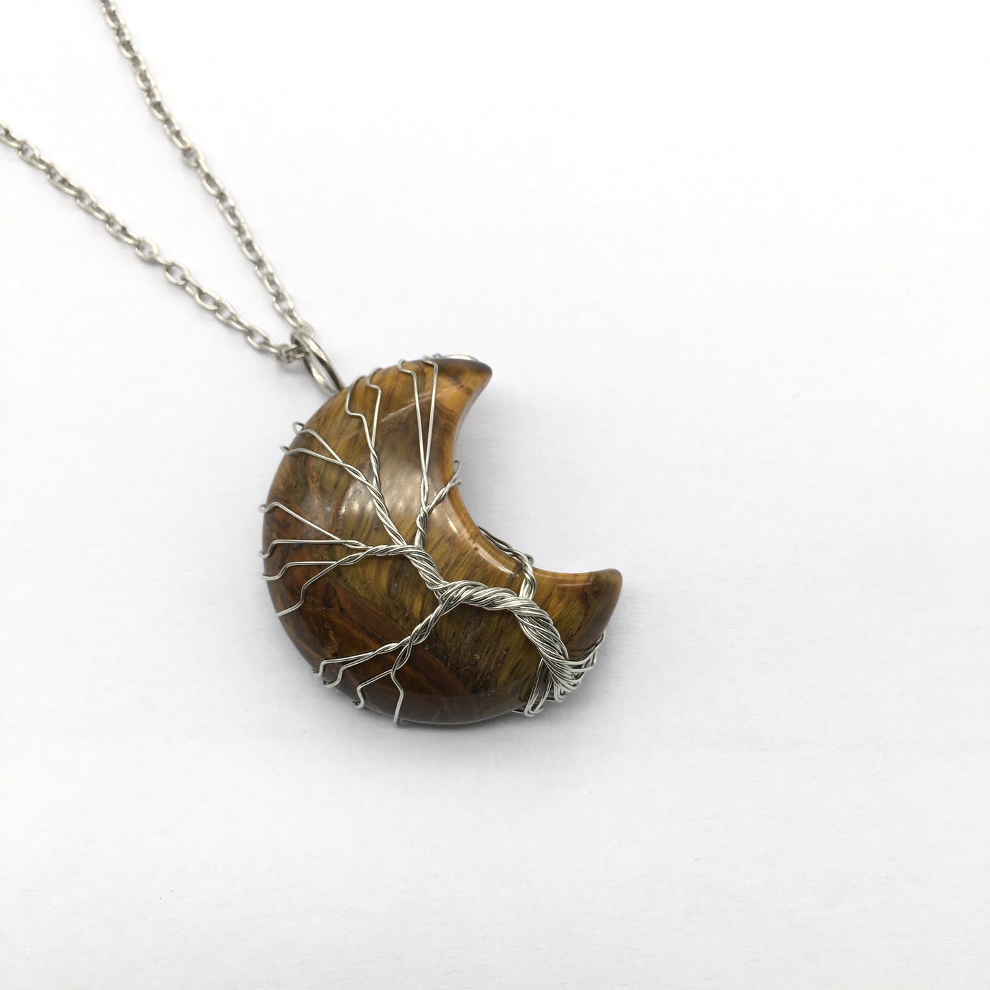 Tree of Life wrapped Moon Pendent