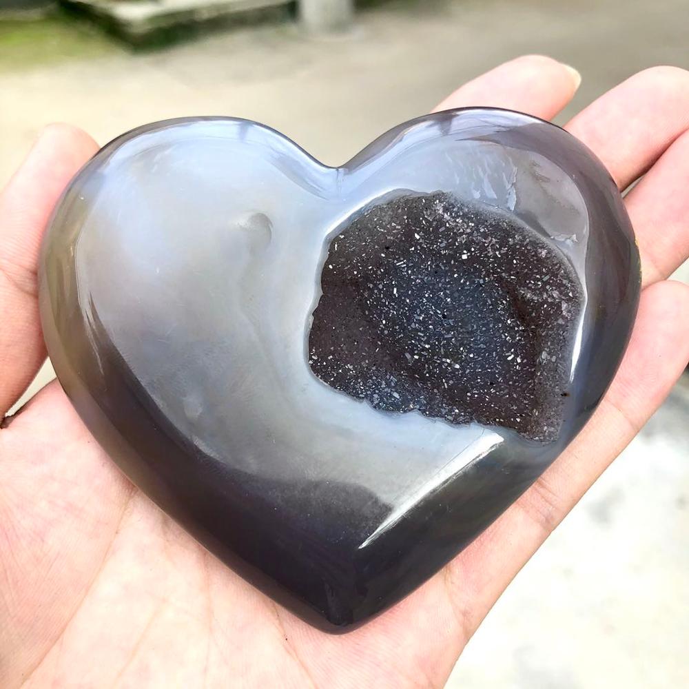 Gemmy Agate Geode Druzy Heart or Moon