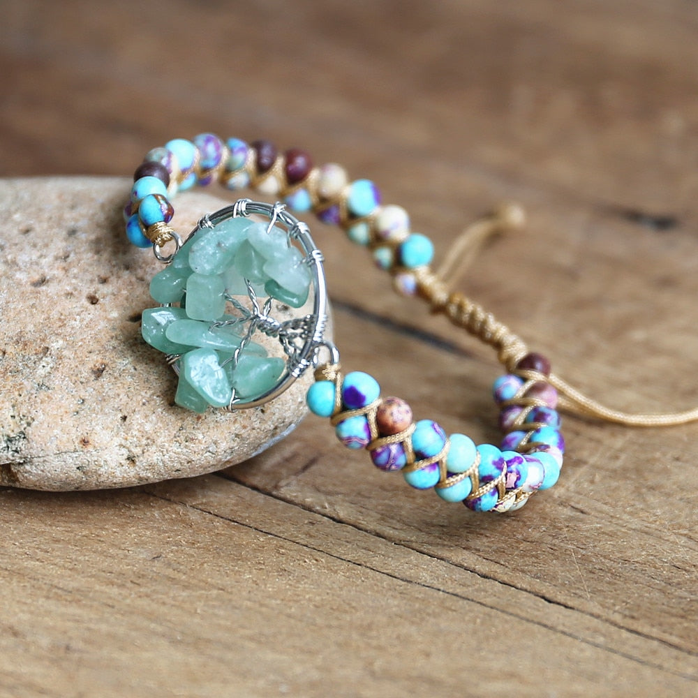 Hand Woven Aventurine Tree of Life Bracelet