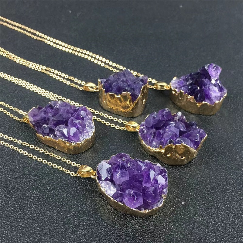 Deep Purple Amethyst Cluster Pendant