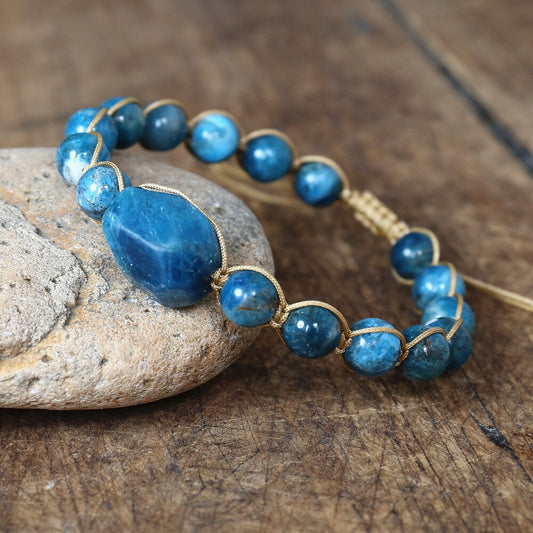 Hand Woven Blue Apatite Facet Bracelet