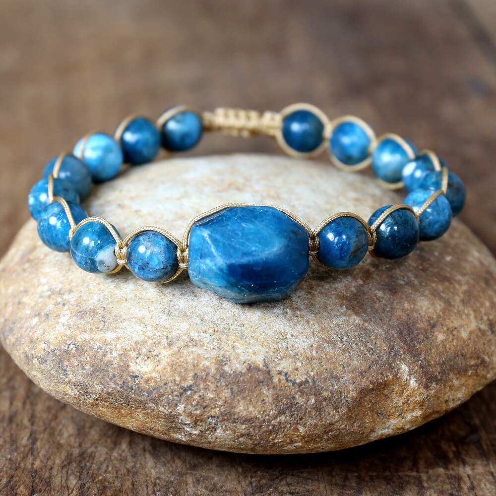 Hand Woven Blue Apatite Facet Bracelet