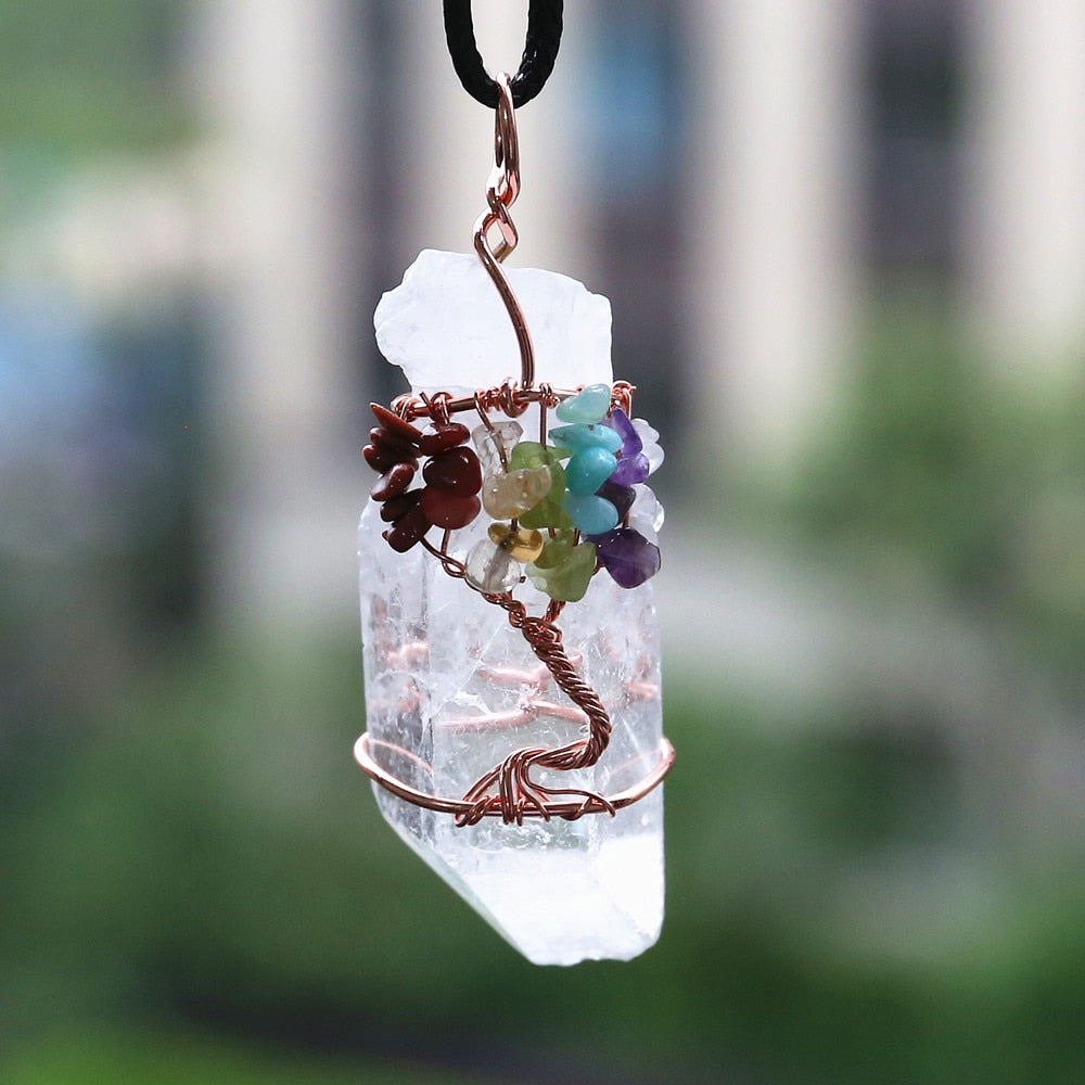 Chakra Tree Quartz Pendent