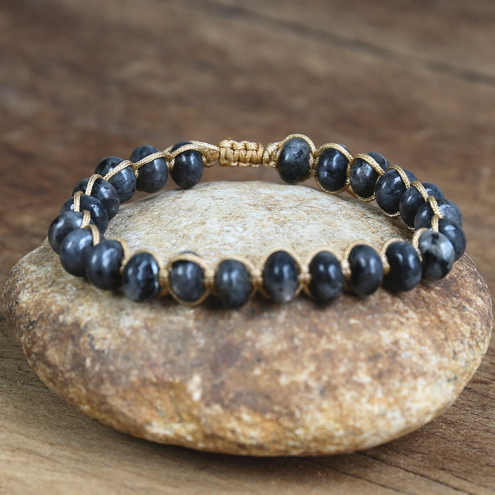 Hand Woven Larvikite Bracelet