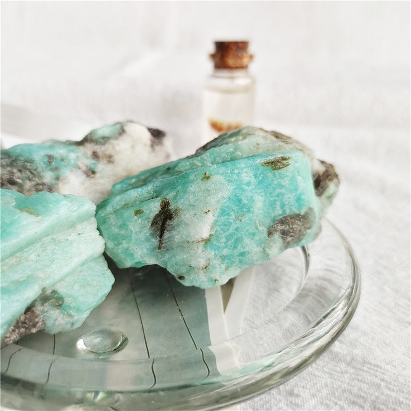 Raw Amazonite with Smoky Quartz