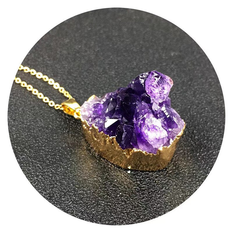 Deep Purple Amethyst Cluster Pendant