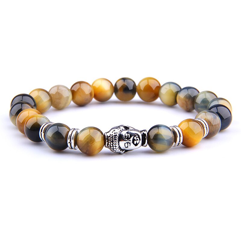 Mixed Tigers Eye Buddah Bracelet