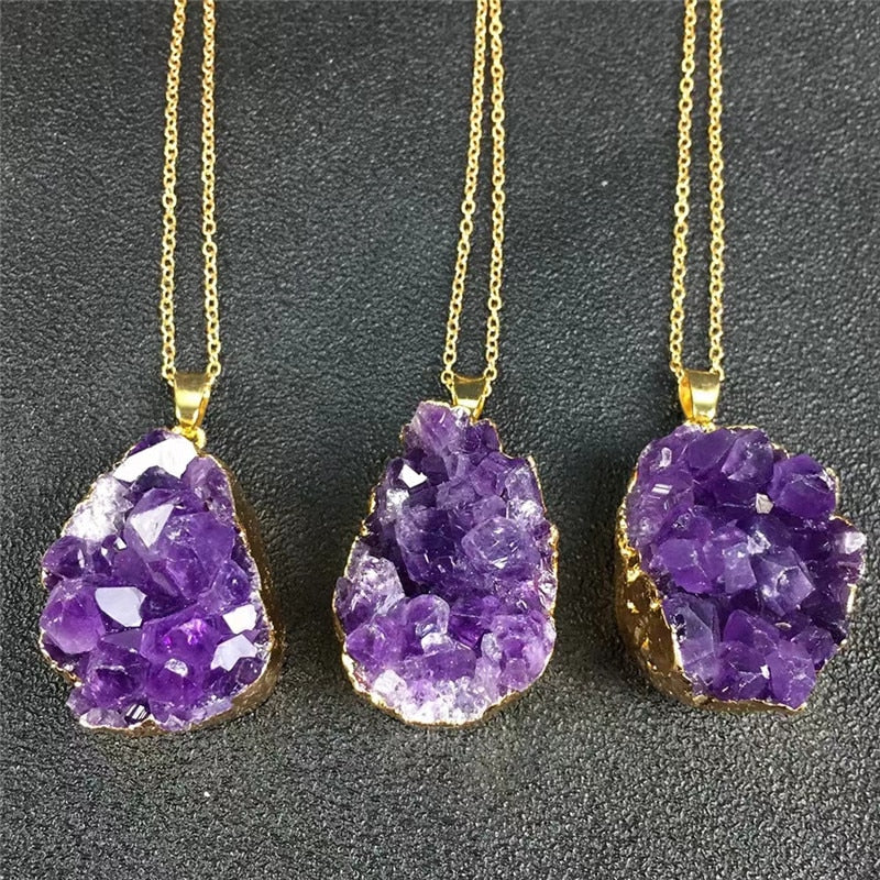 Deep Purple Amethyst Cluster Pendant