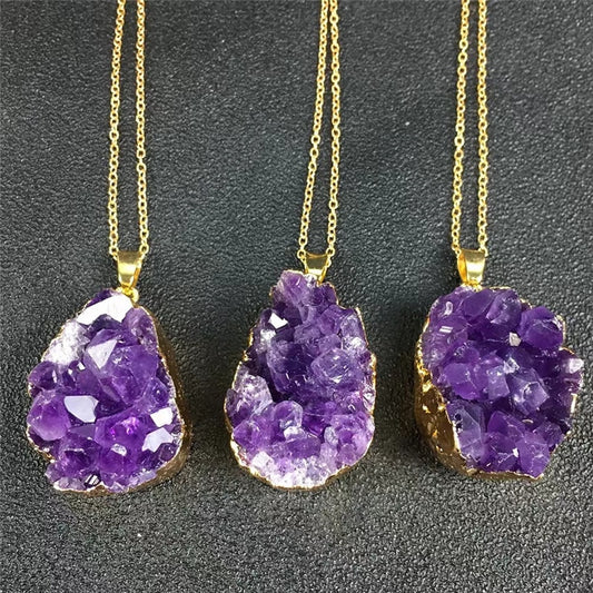 Deep Purple Amethyst Cluster Pendant