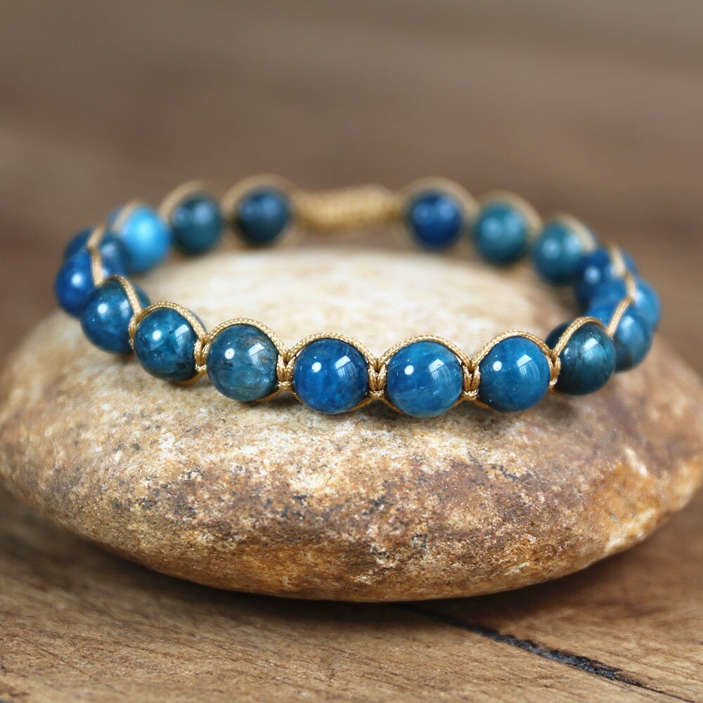 Hand Woven Blue Apatite Bracelet