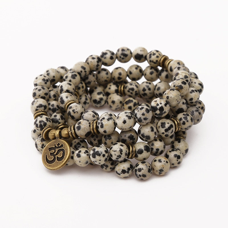 Mala Beads 108 Dalmatian Jasper