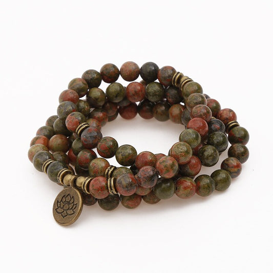 Mala Beads 108 Unakite Jasper