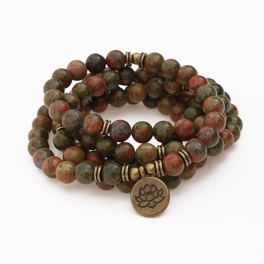 Mala Beads 108 Unakite Jasper