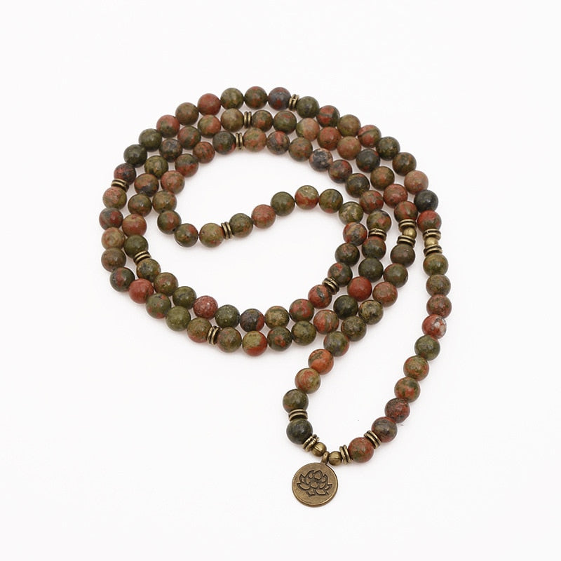 Mala Beads 108 Unakite Jasper