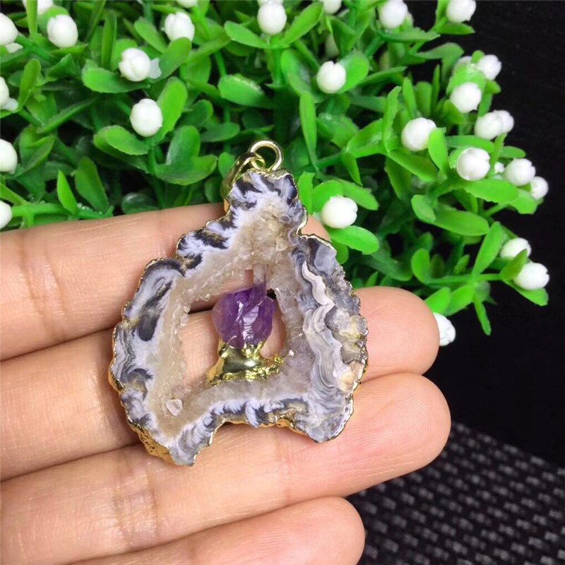 Amethyst in Geode Pendent