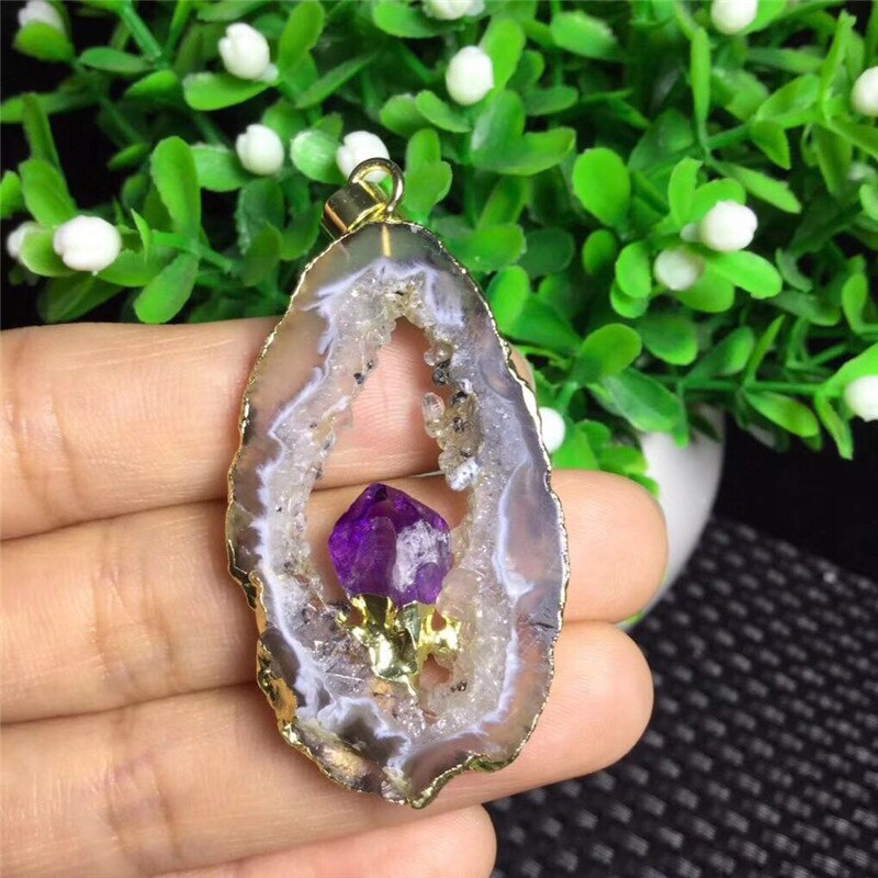 Amethyst in Geode Pendent