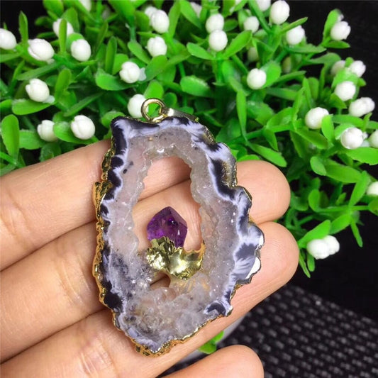 Amethyst in Geode Pendent