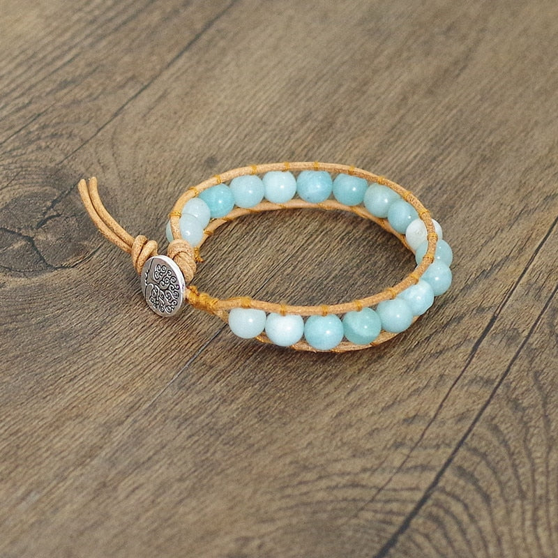 Hand Woven Leather Caribbean Calcite Bracelet