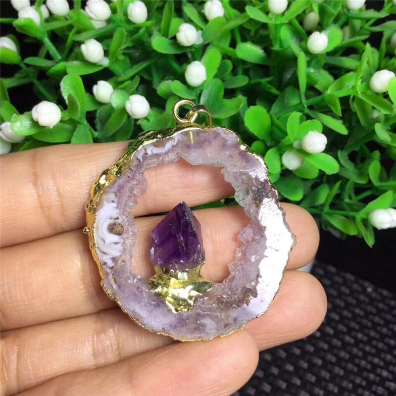 Amethyst in Geode Pendent