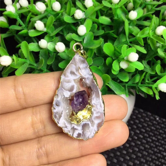 Amethyst in Geode Pendent