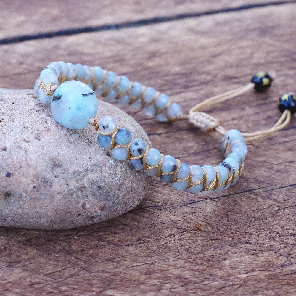 Hand Woven Kiwi Jasper Bracelet