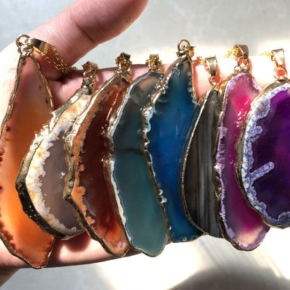 Random Colored Agate Slab Pendent