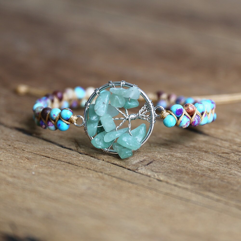 Hand Woven Aventurine Tree of Life Bracelet