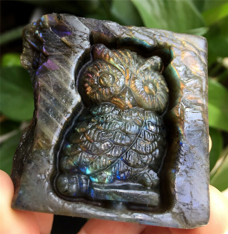 Owl/Dino Labradorite Block Carving