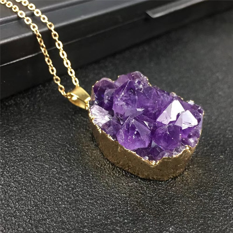 Deep Purple Amethyst Cluster Pendant