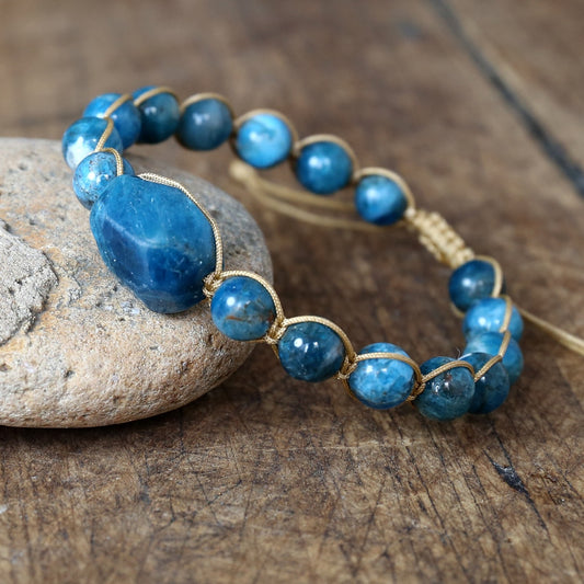 Hand Woven Blue Apatite Facet Bracelet