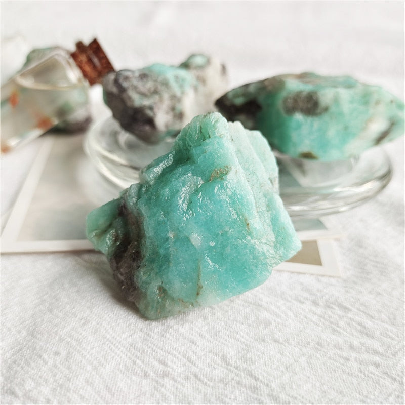 Raw Amazonite with Smoky Quartz