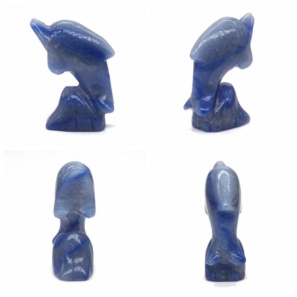 5 piece Set Surfing Dolphin Carvings